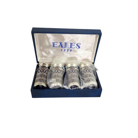 Vintage Eals 1779 Japan Cobalt & Silverplated Salt and Pepper Shakers NEW - Picture 1 of 13